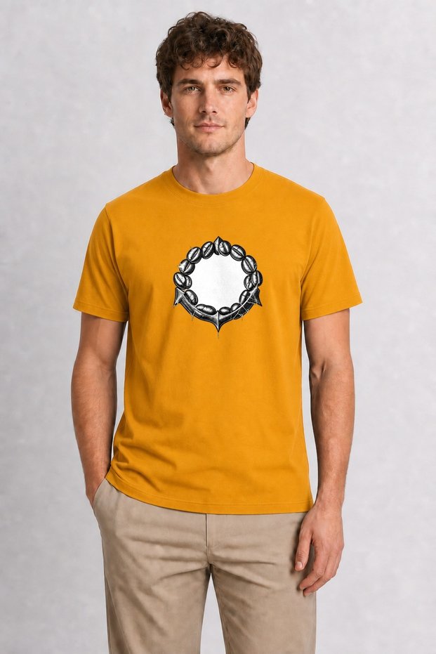 Men's Tattoo Art Coffee Bean Anchor - Yellow