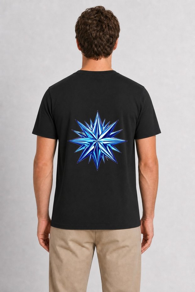 Men's Y2K Aesthetic Moon and Star Geometry Back Print - Black