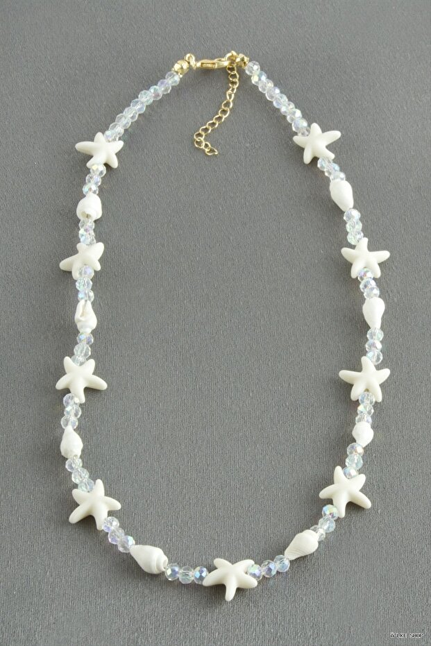 Ilkestor Starfish Crystal Natural Stone (201518) Necklace Cream