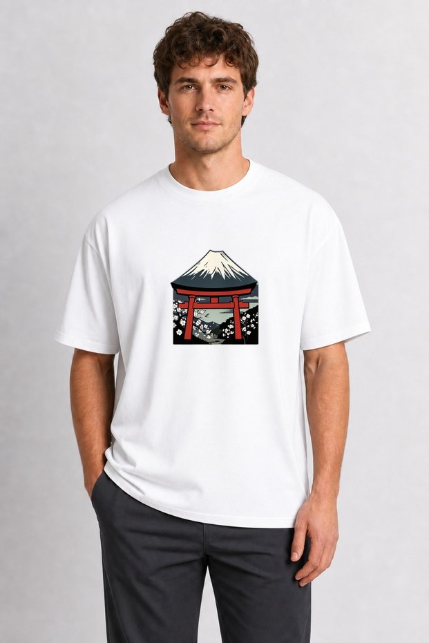 Men's Tokyo Minimalist Fuji Art Print - White