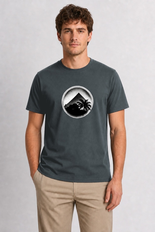Men's Cairo Pyramid and Palm Tree Print - Smoked