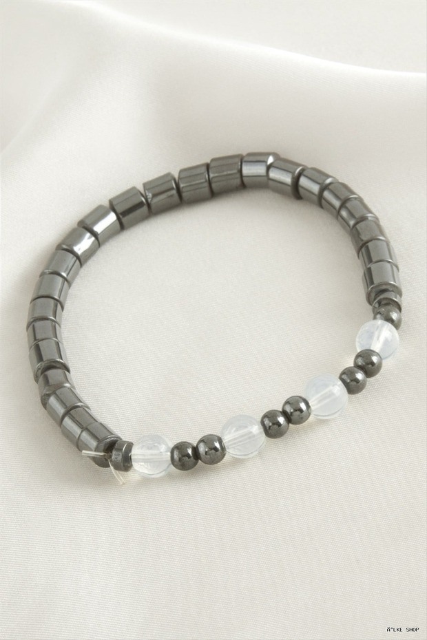 Ilkestor Moonstone Hematite Natural Stone (225911) Bracelet Anthracite