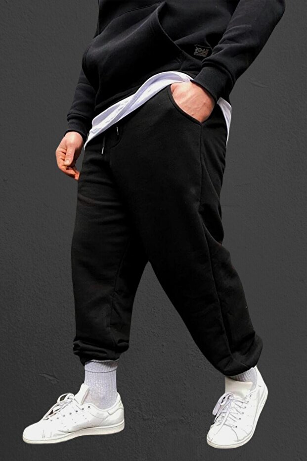 Men's Black Oversize Sweatpants Large Size