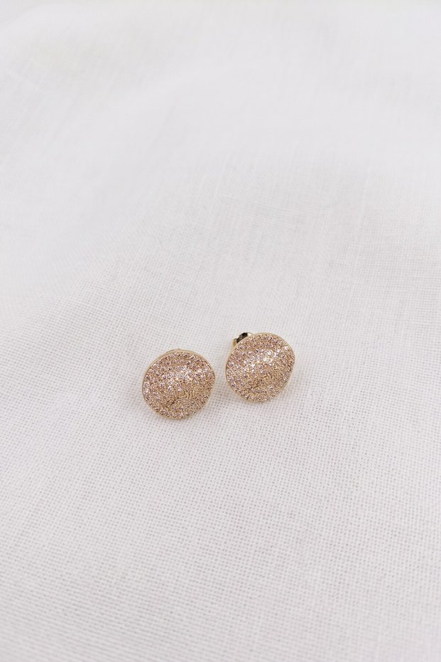 Zircon Stone Gold Color Stainless Steel Women's Earrings