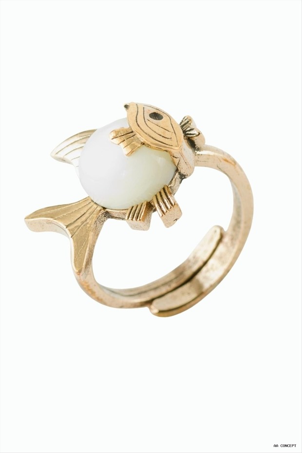 CONCEPTA Authentic Fish-Shaped Natural Stone Ring (160712)