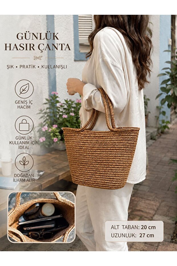 Daily Use Jute Straw Bag Handbag Shoulder Bag for Daily Use 20X27 cm
