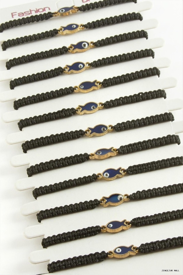Zngzrmll Fish Macrame Braided (15147) Bracelet Black