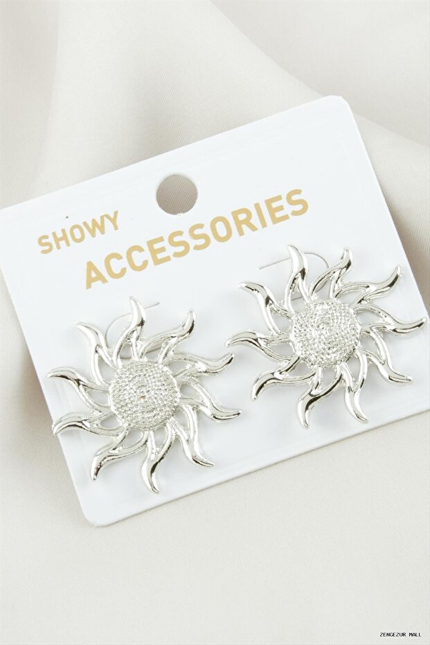 Zngzrmll Sun Metal Earrings (20447) Silver Color