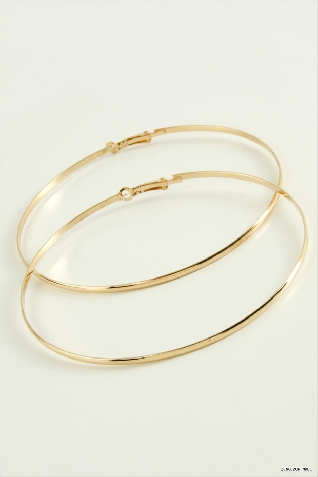 Zngzrmll Flat Metal Hoop Earrings 9-10 cm (31039) 8 cm