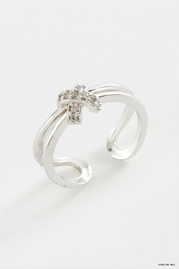 Zngzrmll Cross Zircon Stone Ring (25124) Silver Color