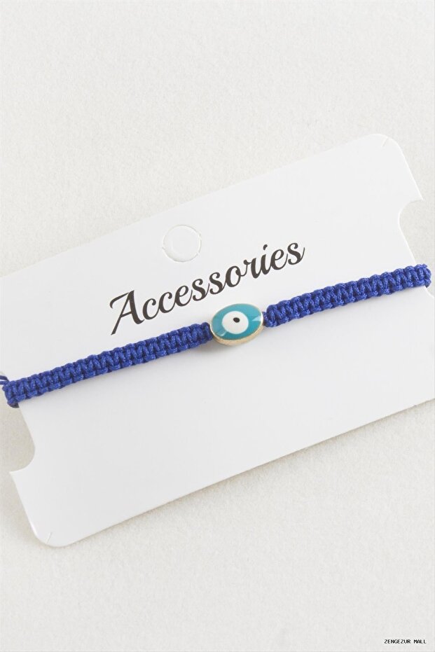 Zngzrmll Oval Evil Eye Macrame Braided (25832) Bracelet Blue