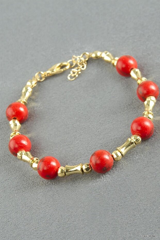 Zngzrmll Ceyt Stone Metal (54700) Bracelet Red