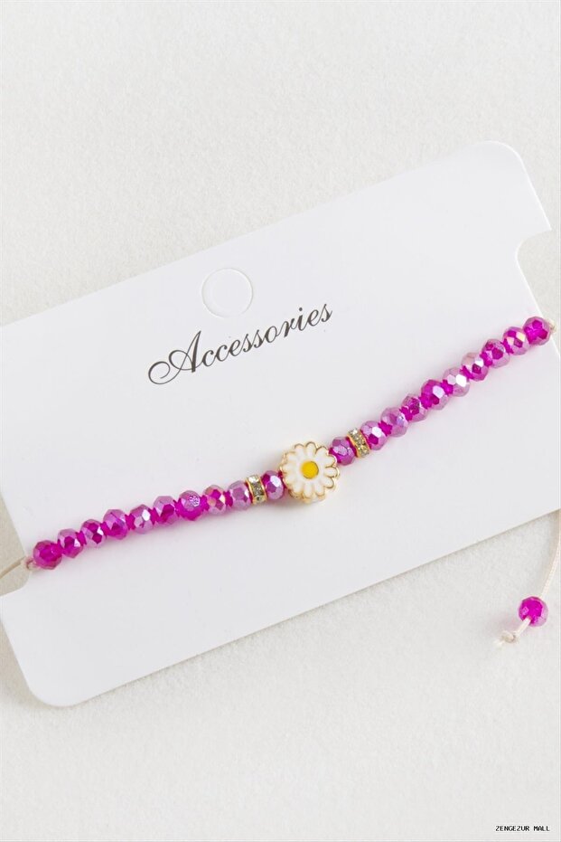 Zngzrmll Daisy Crystal Macrame Rope (55008) Bracelet Pink