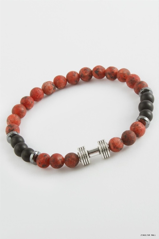 Zngzrmll Ceyt Onix Natural Stone (61652) Bracelet Red