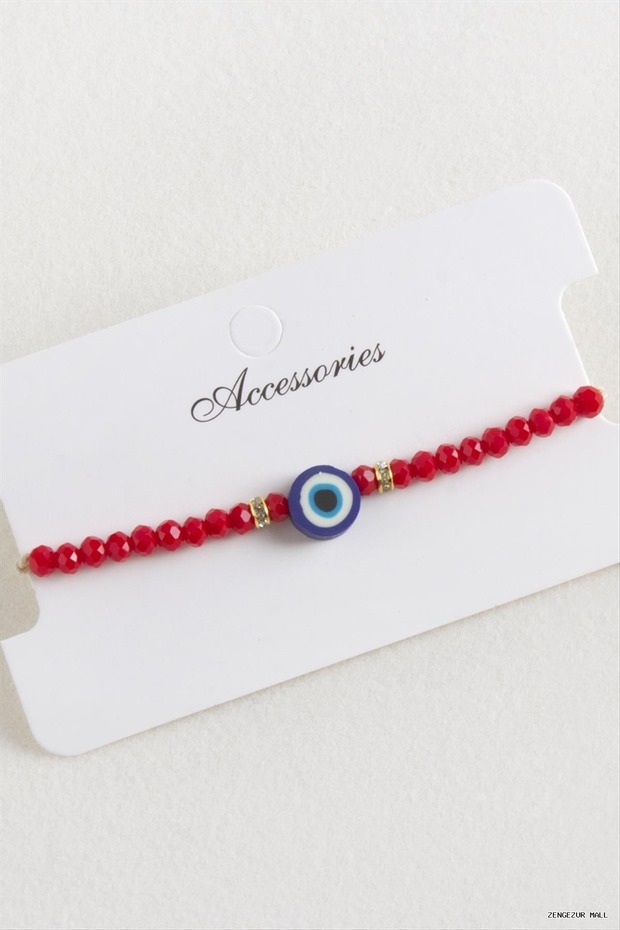 Zngzrmll Nazar Crystal Macrame Rope (55054) Bracelet Red