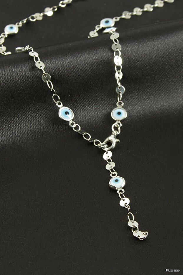 Ilkestor Nazar Mineli Y Necklace (64926) Silver Color