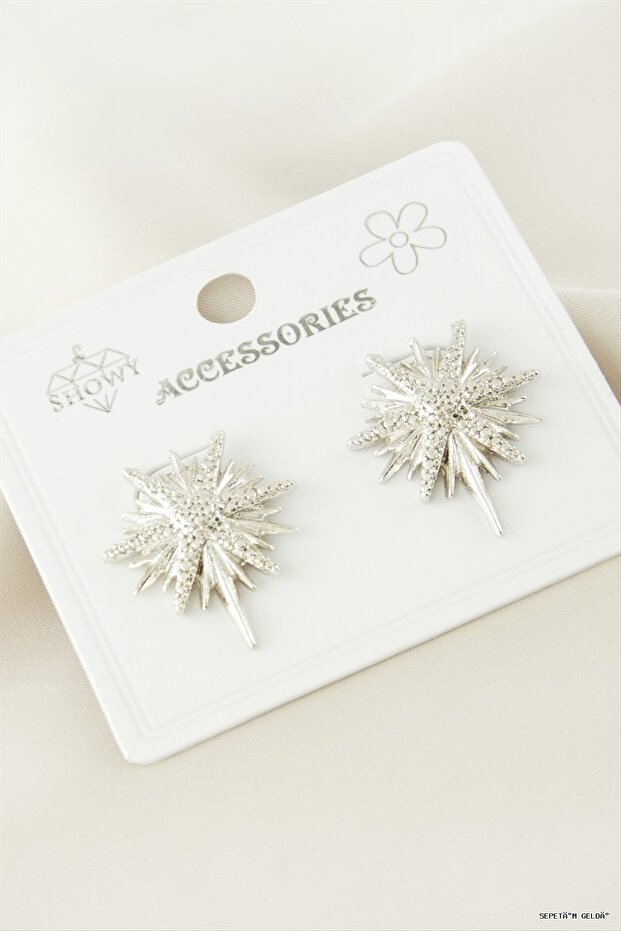 Spt-Gld Flower Metal Earrings (140626) Silver Color