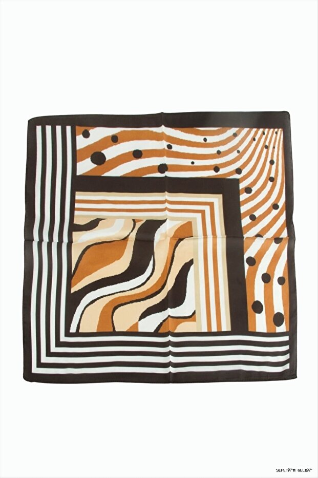 Spt-Gld Spotted Patterned Zr Chiffon Scarf 50X50 (141425) cm Brown