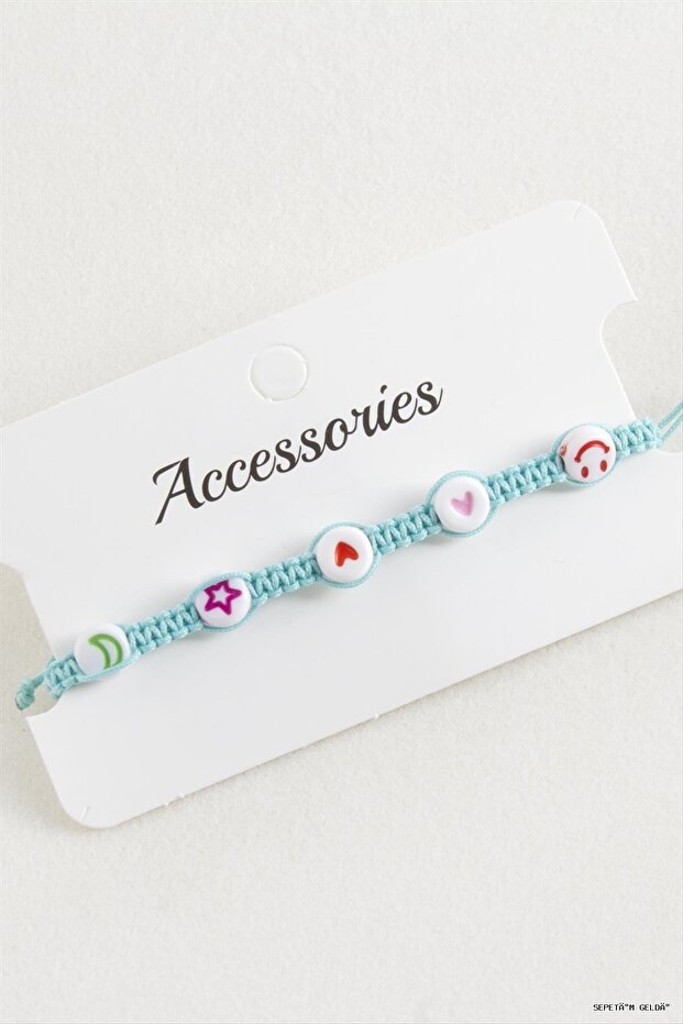 Spt-Gld Emoji Macrame Braided (142614) Bracelet Turquoise
