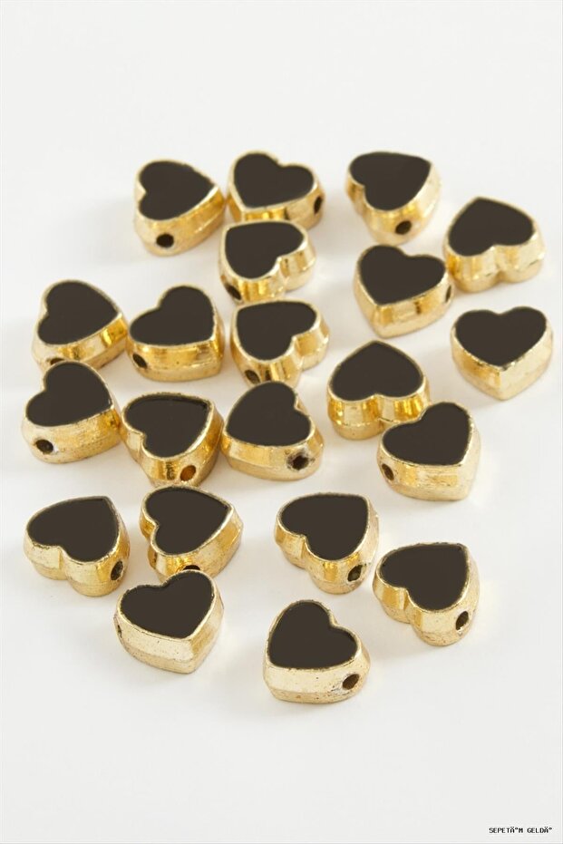 Spt-Gld Heart Enamel Bracelet and Pendant Horse 1 (112609) Piece Black