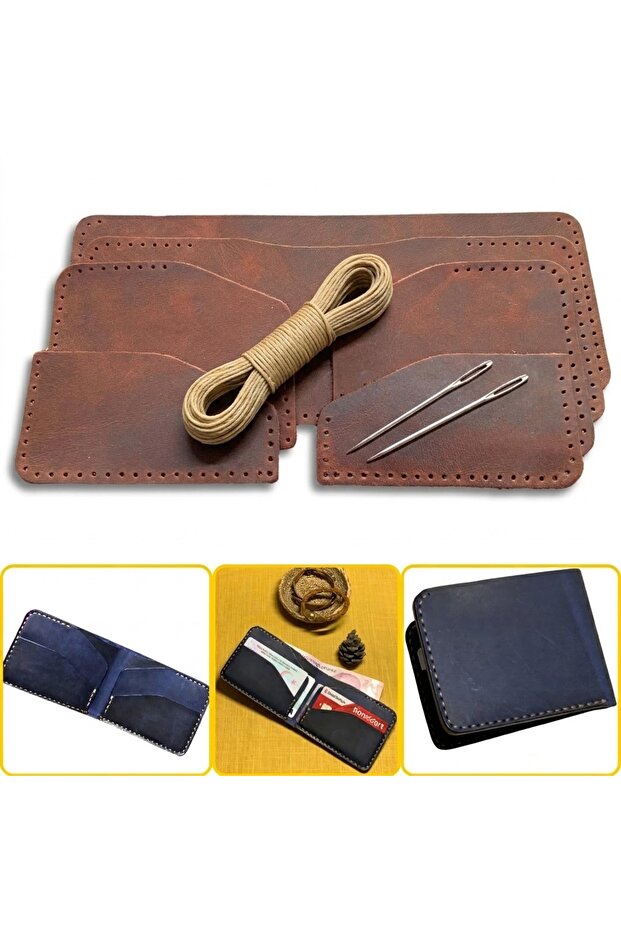 DIY Leather Wallet Making Kit, DIY Handmade Horizontal Men's Wallet Card Holder Kit