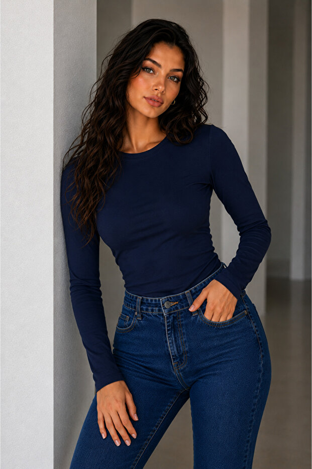 Women's Ultra Soft Flexible Crew Neck Basic Blouse