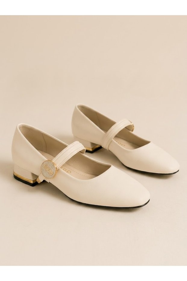 Women's Buckle-Strapped Pointed Toe Stylish Daily Comfortable Ballerina Model - 1001
