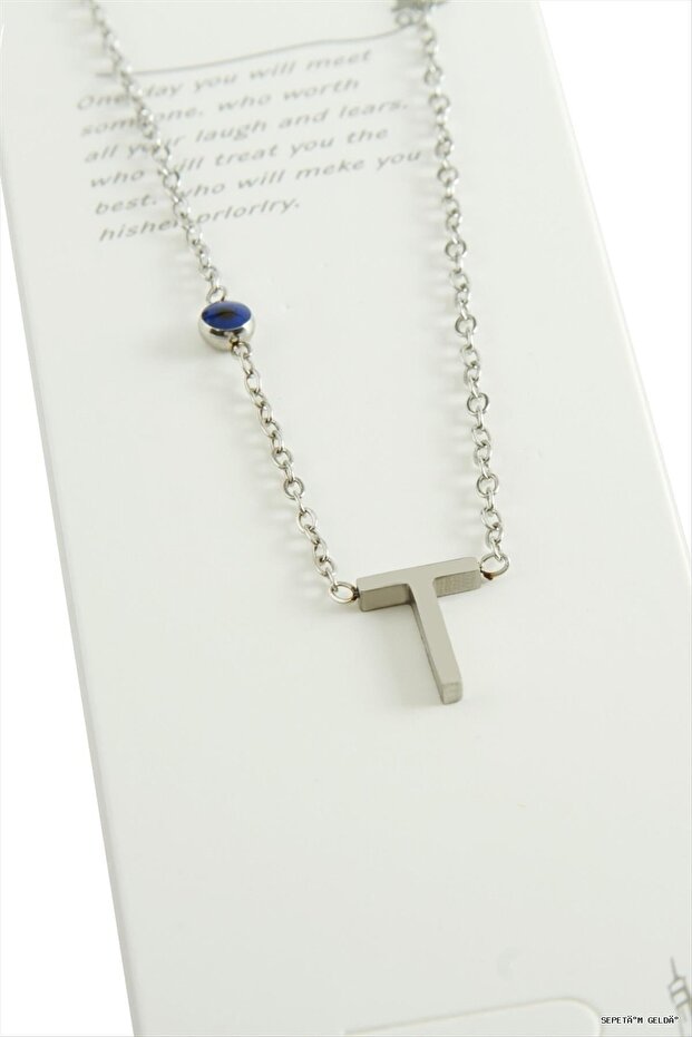 Spt-Gld Silver Color Lettered Steel (124332) Necklace t