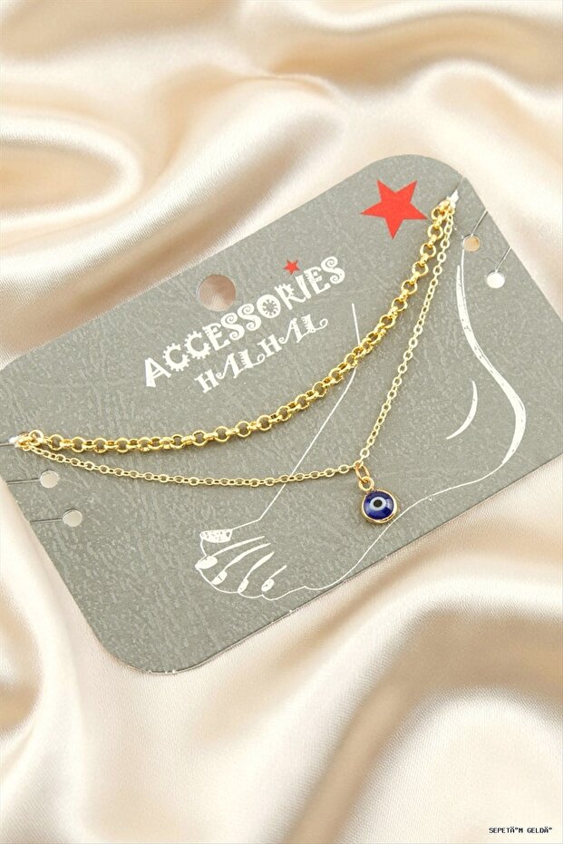 Spt-Gld Nazar Çift Irli (141529) Anklet Yellow
