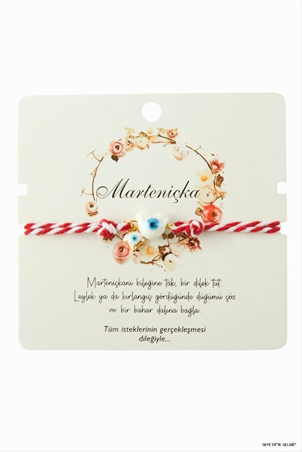 Spt-Gld Heart Glass Beads Marteniçka String (131057) Bracelet White