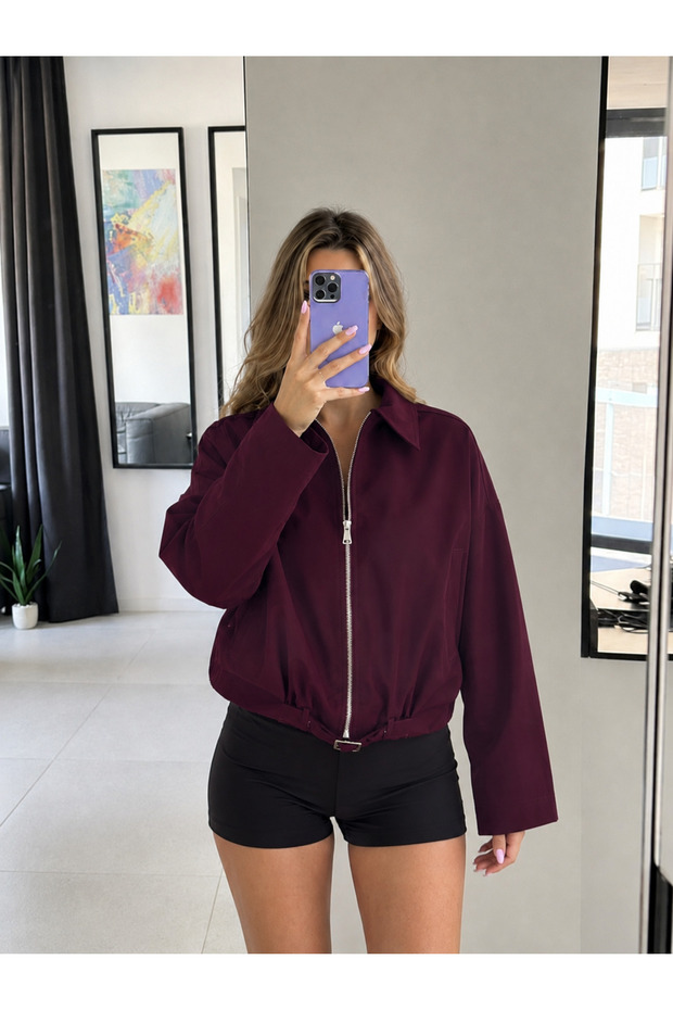 Belted Bomber Crop Trench Jacket