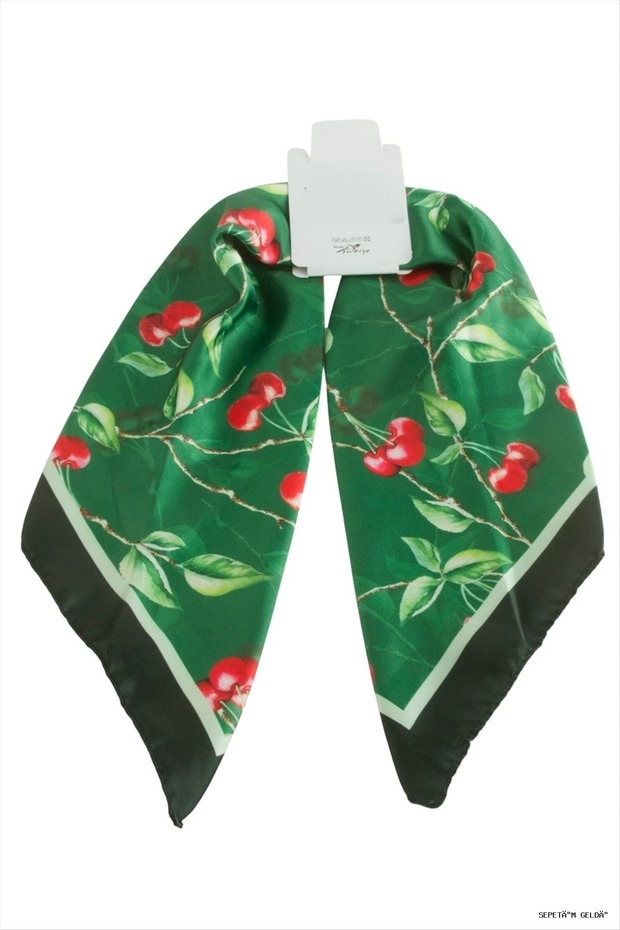 Spt-Gld Cherry Zr Satin Scarf 50X50 (140350) cm Green