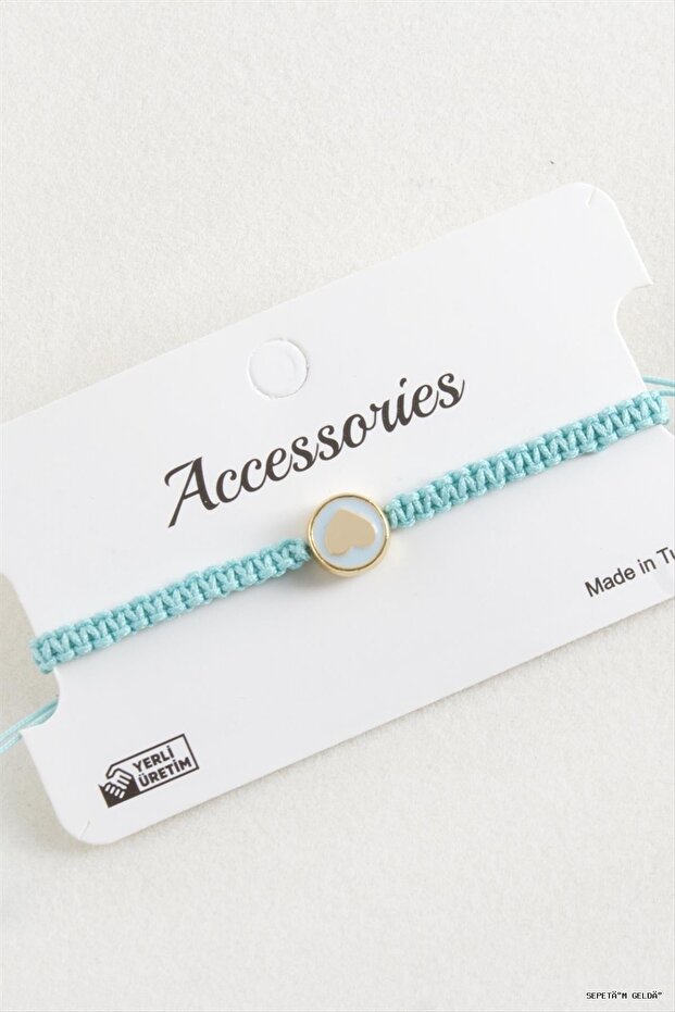 Spt-Gld Heart Enamel Macrame Braided (132502) Bracelet Blue