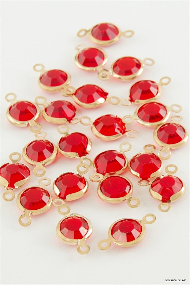 Spt-Gld 8 mm Double Handle Glass Stone Horse 1 (141356) Piece Red