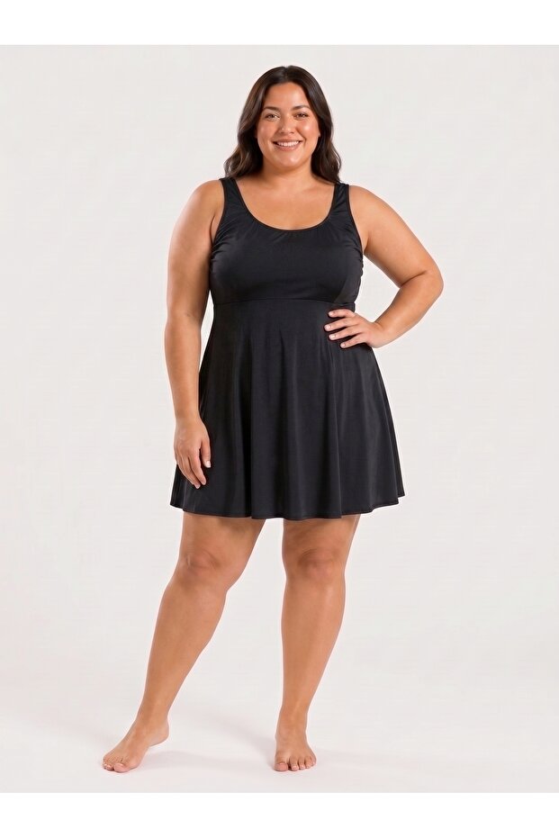 Women's Modest Swim Dress with Built-in Shorts Plus Size