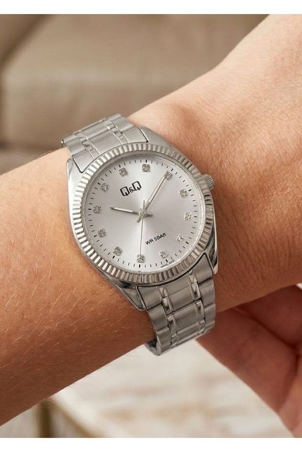 Minimal Round Case Vintage Model Stone Dial Women's Metal Steel Band Wristwatch 2 Years Warranty