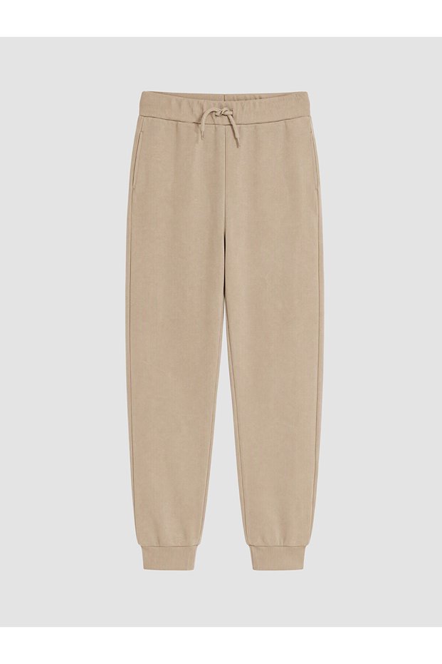 Lcw Kids Beige Elastic Waist Girls Jogger Sweatpants