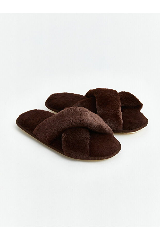 Lcw Steps Brown Cross-Strapped Women's House Slippers