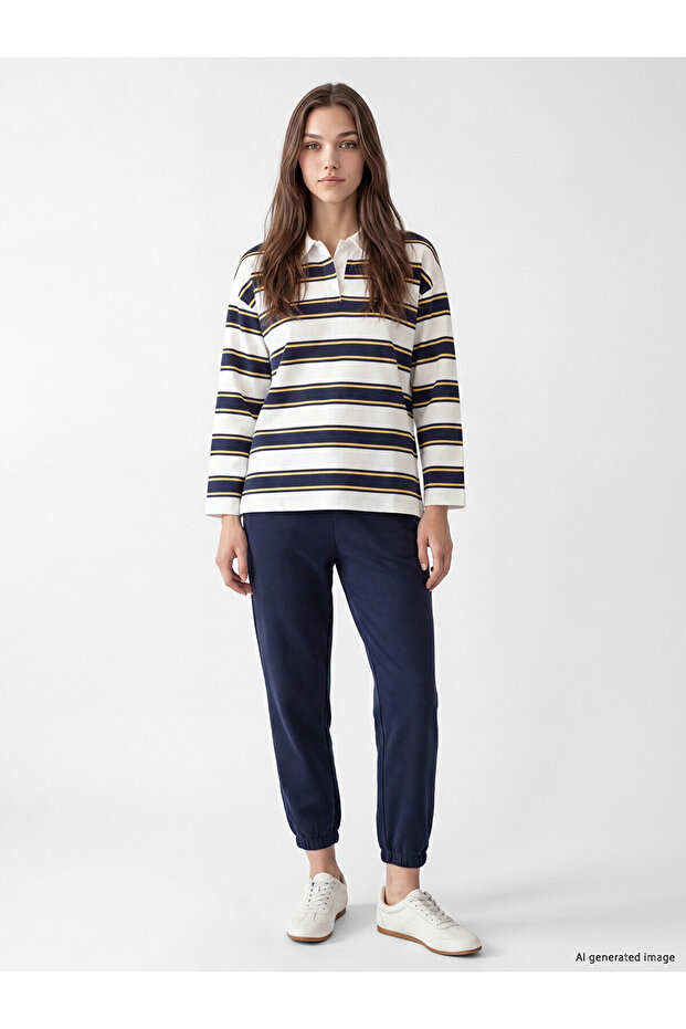 Lcw Modest Navy Blue Women's Jogger Sweatpants with Elastic Waist