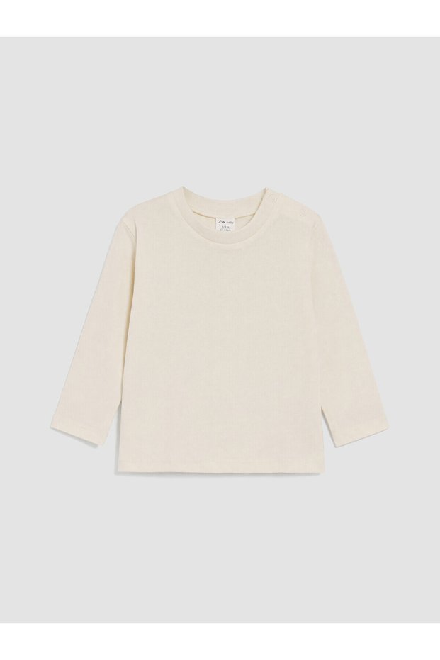Two Mt Shop Quality Lcw Baby Beige Oval Collar Baby Boy T-Shirt