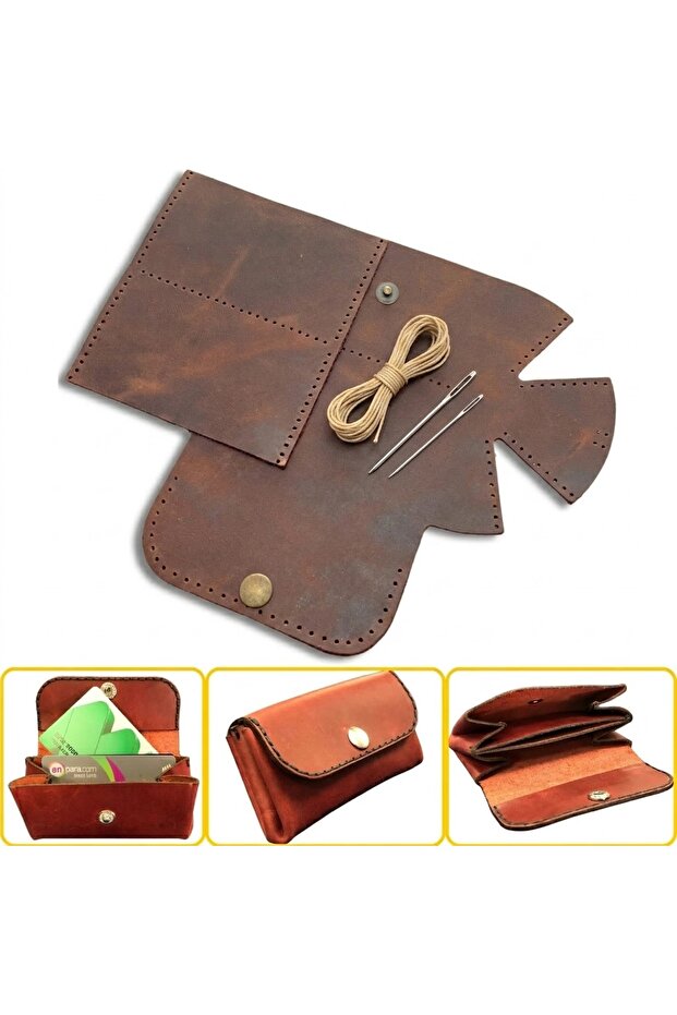 DIY Perga Leather Card Holder Craft Kit, Do-It-Yourself Handmade Horizontal Wallet and Card Holder Kit for Men and Women