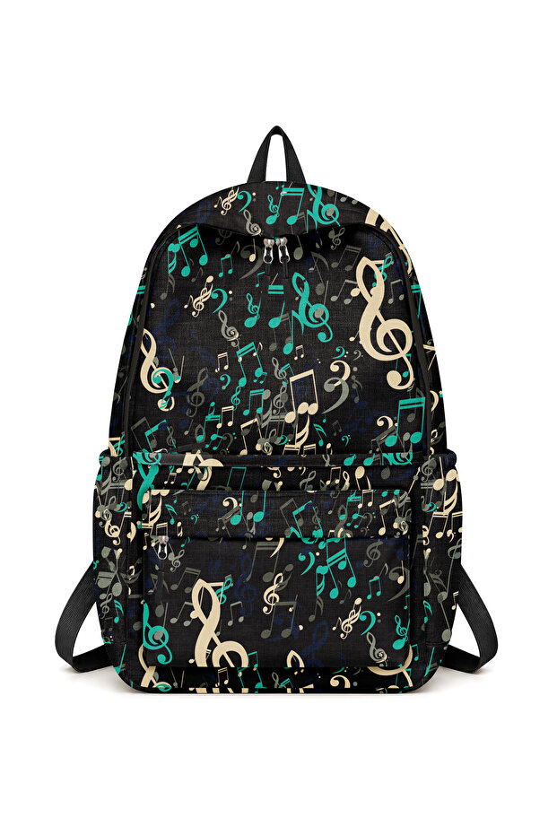 4-Compartment Large Size Music-Themed Pattern Backpack - Daily Use Women's Backpack