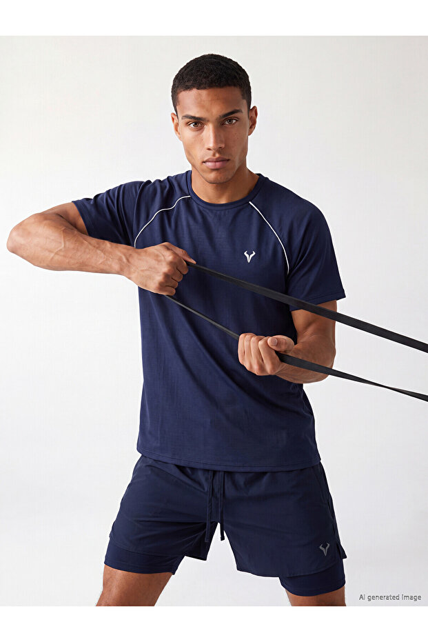 Xside active blue bicycle collar men's sports t-shirt
