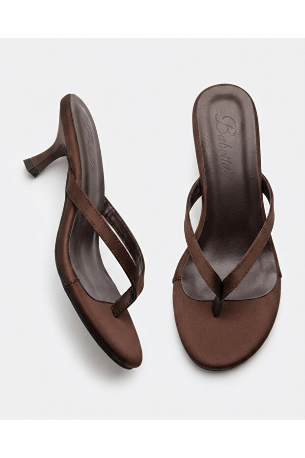 Women's Wide Band Flip-Flop Slippers with 5 cm Goblet Heels