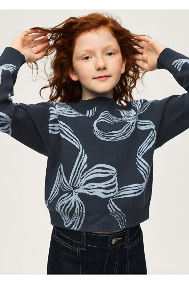 Girl's Bow Patterned Sweater 7337