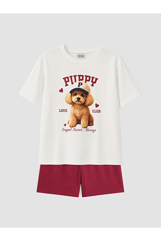 Lcw Kids Ecru Girls' Shorts Pajama Set