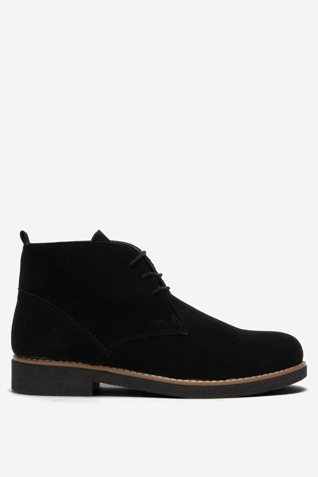 Classic Lace-Up Ankle Men's Boots Black - Black