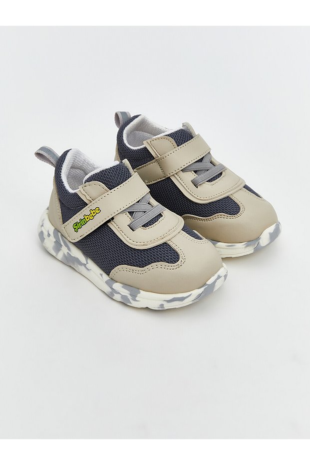 Şirinbebe Beige Lace-Up and Velcro Baby Boy Sports Shoes