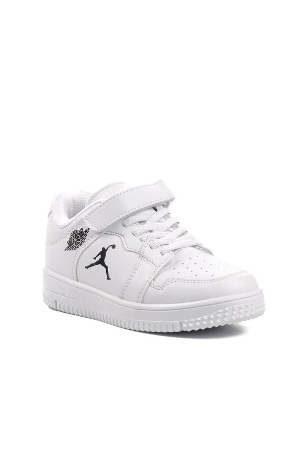 White Kids Velcro Basketball Sneaker Sports Shoes