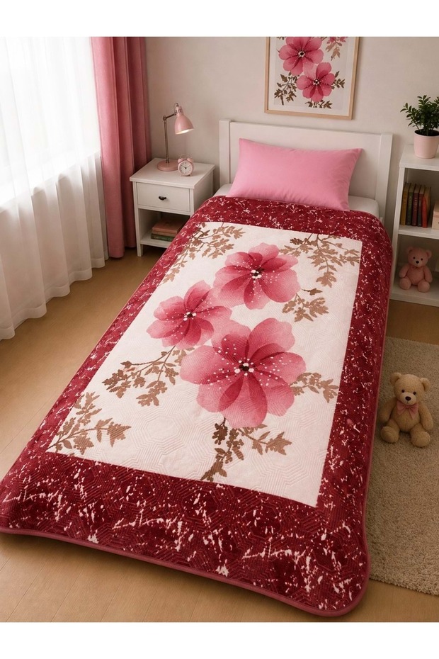 Pink Flower - Single Patterned Blanket (155X215)